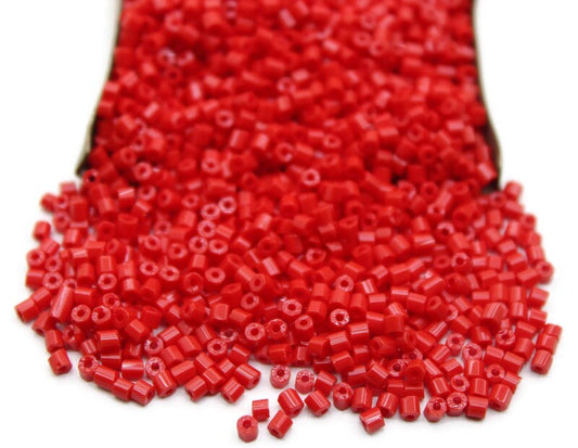 11/0 Preciosa 2 Cut Beads, Red Opaque, Hexagon Glass Czech Seed Beads, 20/50/100 Grams Packs, Preciosa Ornella Beads, Embroidery Beads, Jewelry Findings, 93730/S58