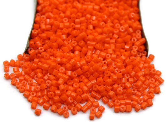 11/0 Preciosa 2 Cut Beads, Orange Opaque, Hexagon Glass Czech Seed Beads, 20/50/100 Grams Packs, Preciosa Ornella Beads, Embroidery Beads, Jewelry Findings, 93140/S64