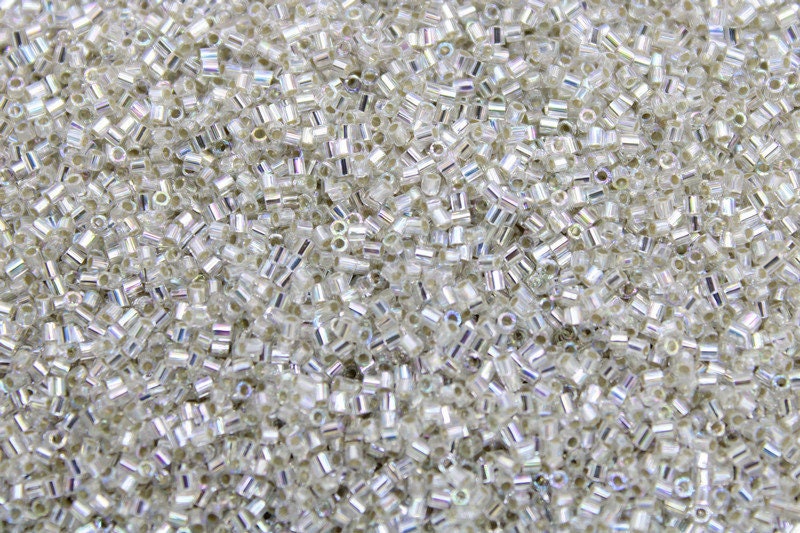 Matsuno Hexagon 2 Cut, 15/0, White Silver-Line AB, Japanese Seed Beads, 10/20/50 Grams, Hex Cut Beads, MGB Beads, Embroidery Material, (34-R)/S12