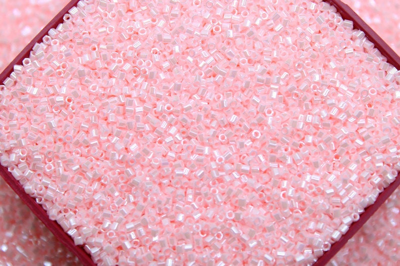 Miyuki Hexagon 2 Cut, 15/0, Blush Pink Luster, Japanese Seed Beads, 10/20/50 Grams, Hex Cut Beads, Miyuki Glass Beads, Embroidery Material, 427/S8