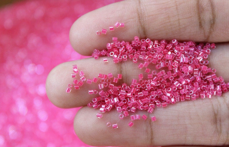 Miyuki Hexagon 2 Cut, 15/0, Carnation Pink Lined Crystal, Japanese Seed Beads, 10/20/50 Grams, Hex Cut Beads, Miyuki Glass Beads, 208/S31