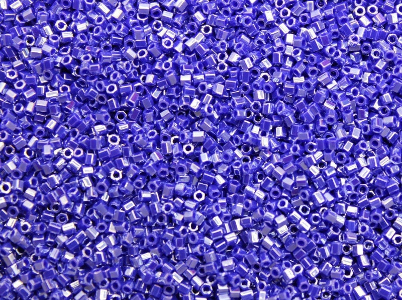 Miyuki Hexagon 2 Cut, 15/0, Cobalt Blue Opaque Luster, Japanese Seed Beads, 10/20/50 Grams, Hex Beads, Miyuki Beads, Jewelry Material, 434/S35