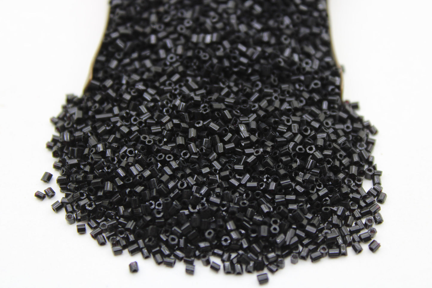 15/0 Czech 2 Cut, Jet Black Opaque, Hex Glass Seed Beads, 10/20/50/100 Grams Packs, Embroidery making, Jewelry Making, Vintage Beads, Supply, 49/2