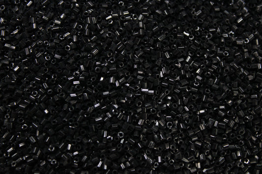 15/0 Czech 2 Cut, Jet Black Opaque, Hex Glass Seed Beads, 10/20/50/100 Grams Packs, Embroidery making, Jewelry Making, Vintage Beads, Supply, 49/2