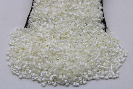 15/0 Czech 2 Cut, Off-White Luster, Hex Glass Seed Beads, 10/20/50/100 Grams Packs, Embroidery making, Jewelry Making, Vintage Beads, Supply, 1113/4