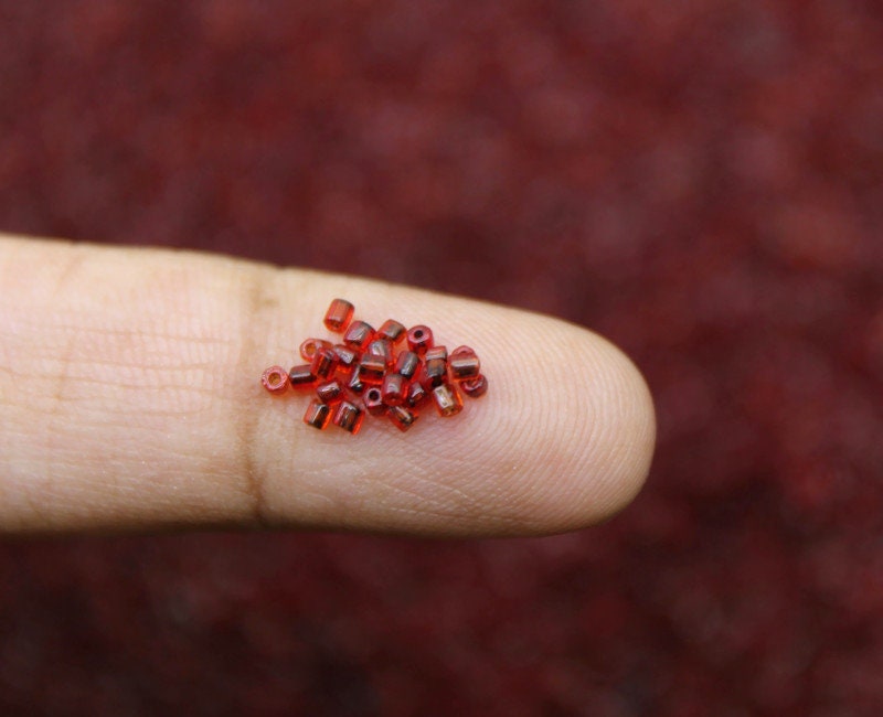 15/0 Czech 2 Cut, Reddish Orange, Hex Glass Seed Beads, 10/20/50/100 Grams Packs, Embroidery making, Jewelry Making, Vintage Beads, Supply, 5D/14