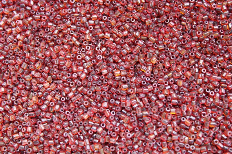 15/0 Czech 2 Cut, Reddish Orange, Hex Glass Seed Beads, 10/20/50/100 Grams Packs, Embroidery making, Jewelry Making, Vintage Beads, Supply, 5D/14