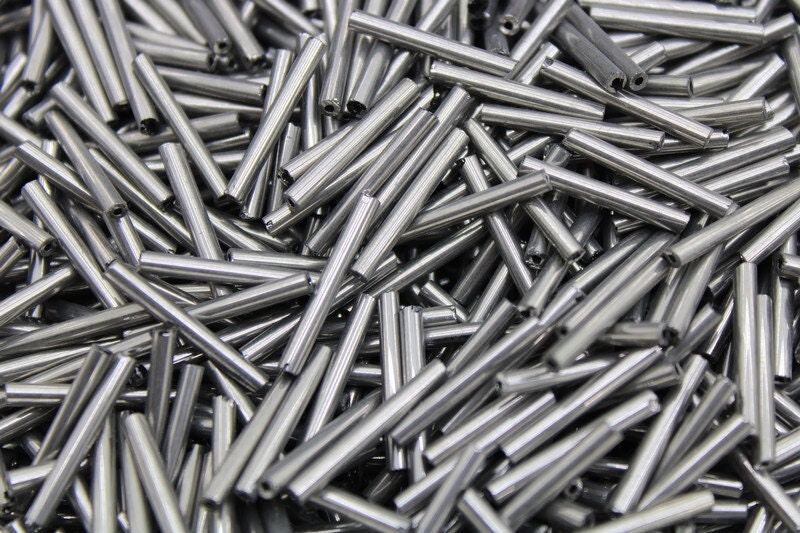 Bugle Beads, Gray Metallic, 20/50/100 Grams Packs, Tube Beads, Embroidery making, Jewelry Making, Indian Glass Beads, Vintage Beads, 576/7.