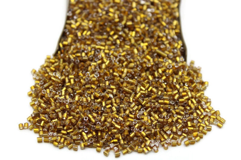 15/0 Czech 2 Cut, Topaz Gold Silver-Lined, Hex Glass Seed Beads, 10/20/50/100 Grams Packs, Embroidery making, Jewelry Making, Vintage Beads, 22D/17