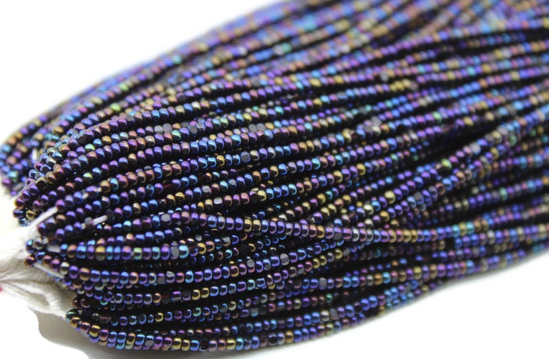 13/0 Charlotte Cut Beads, Blue Iris Metallic, 1/3/5 Hanks, Preciosa Ornella Beads, Embroidery Beads, Craft Supply, Jewelry Findings, 59135.