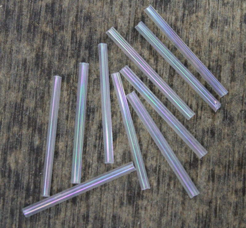 Bugle Beads, White AB, 20/50/100 Grams Packs, Tube Beads, Embroidery making, Jewelry Making, Indian Glass Beads, Vintage Beads, 16/5.