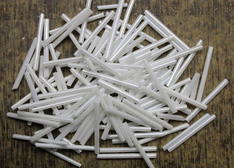 Bugle Beads, Milky White Luster, 20/50/100 Grams Packs, Tube Beads, Embroidery making, Jewelry Making, Indian Glass Beads, Vintage Beads, 121/3.