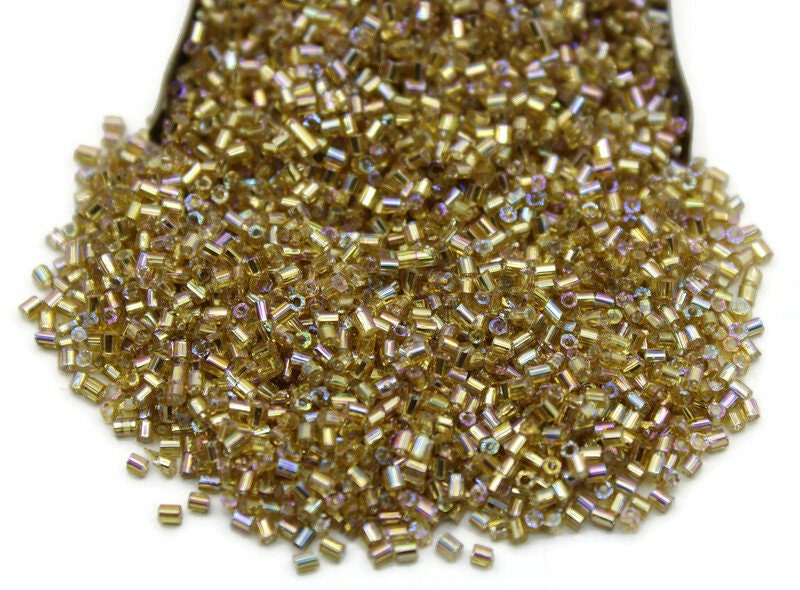 15/0 Czech 2 Cut, L.Topaz Rainbow, Hex Glass Seed Beads, 10/20/50/100 Grams Packs, Embroidery making, Jewelry Making, Vintage Beads, Supply, 162D/12