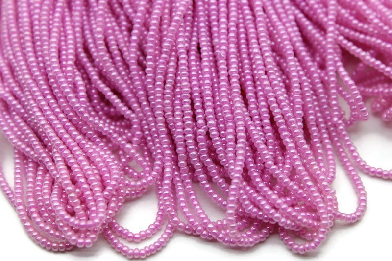 13/0 Preciosa Seed Beads, Dark Pink Ceylon, 1/3/5 Hanks, Czech Seed Beads, Embroidery Beads, Craft Supply, Jewelry Findings, 37328