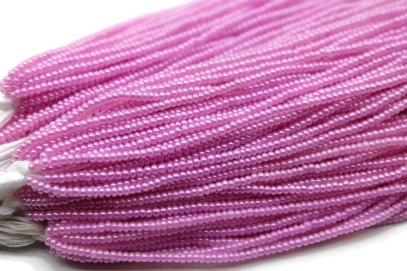 13/0 Preciosa Seed Beads, Dark Pink Ceylon, 1/3/5 Hanks, Czech Seed Beads, Embroidery Beads, Craft Supply, Jewelry Findings, 37328