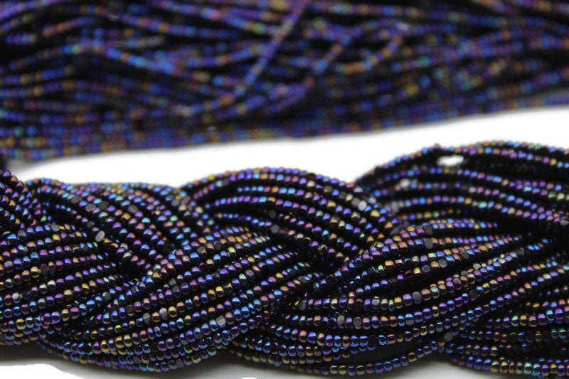 13/0 Charlotte Cut Beads, Blue Iris Metallic, 1/3/5 Hanks, Preciosa Ornella Beads, Embroidery Beads, Craft Supply, Jewelry Findings, 59135.