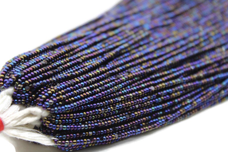 13/0 Charlotte Cut Beads, Blue Iris Metallic, 1/3/5 Hanks, Preciosa Ornella Beads, Embroidery Beads, Craft Supply, Jewelry Findings, 59135.