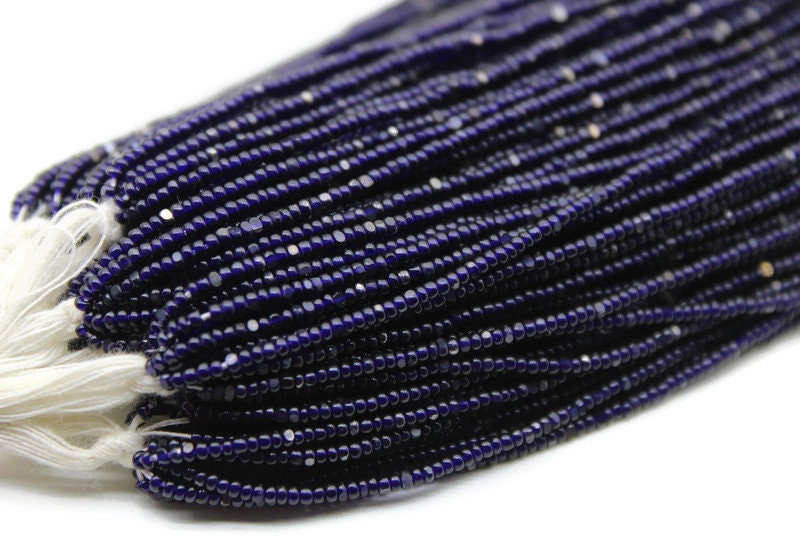 13/0 Charlotte Cut Beads, Tr. Navy Blue with Silver Gleams, 1/3/5 Hanks, Preciosa Ornella Beads, Embroidery Beads, Craft Supply, Findings, 30110.