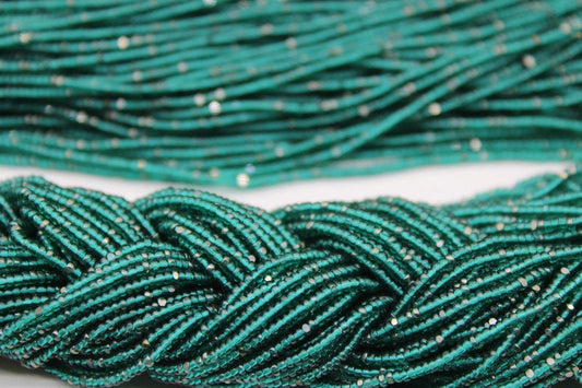 13/0 Charlotte Cut Beads, Tr. Sea Green with Silver Gleams, 1/3/5 Hanks, Preciosa Ornella Beads, Embroidery Beads, Craft Supply, Findings, 50710.