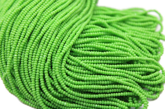 13/0 Charlotte Cut Beads, Peridot Green Opaque, 1/3/5 Hanks, Preciosa Ornella Beads, Embroidery Beads, Craft Supply, Jewelry Findings, 53200.