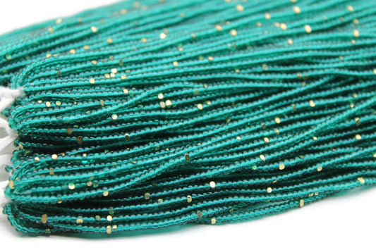 11/0 Charlotte Cut Beads, Tr. Blue Zircon with Gold Gleams, 1/3/5 Hanks, Preciosa Ornella Beads, Embroidery Beads ,Supply, Jewelry Findings, 50710.