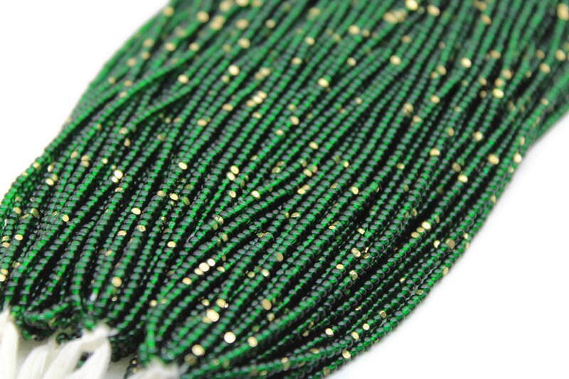 11/0 Charlotte Cut Beads, Tr. Dark Green with Gold Gleams, 1/3/5 Hanks, Preciosa Ornella Beads, Embroidery Beads, Craft Supply, Jewelry Findings, 50150.