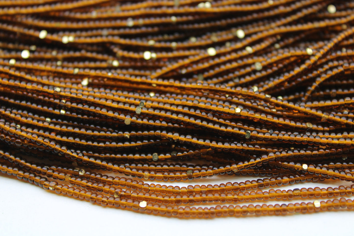 11/0 Charlotte Cut Beads, Tr. Topaz Brown with Gold Gleams, 1/3/5 Hanks, Preciosa Ornella Beads, Embroidery Beads, Craft Supply, Jewelry Finding, 10140.