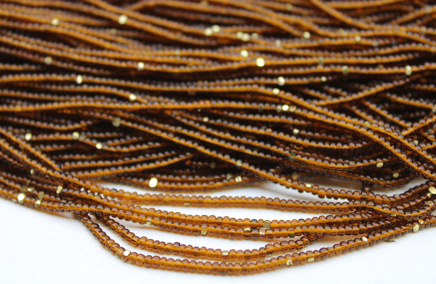 11/0 Charlotte Cut Beads, Tr. Topaz Brown with Gold Gleams, 1/3/5 Hanks, Preciosa Ornella Beads, Embroidery Beads, Craft Supply, Jewelry Finding, 10140.