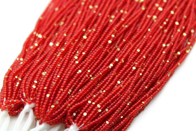 11/0 Charlotte Cut Beads, Tr. Light Siam with Gold Gleams, 1/3/5 Hanks, Preciosa Ornella Beads, Embroidery Beads, Craft Supply, Jewelry Findings, 90070.