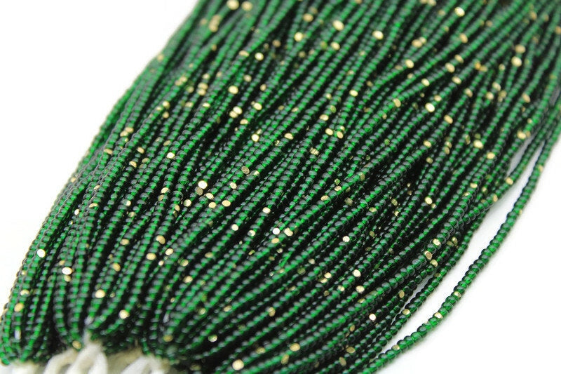 11/0 Charlotte Cut Beads, Tr. Dark Green with Gold Gleams, 1/3/5 Hanks, Preciosa Ornella Beads, Embroidery Beads, Craft Supply, Jewelry Findings, 50150.