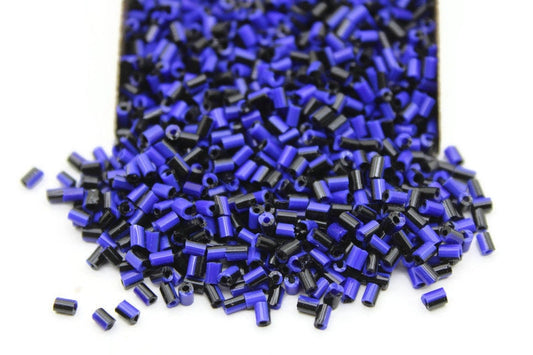 11/0, 2 Cut Navy Blue-Black Striped Seed Beads, 20/50/100 Grams Packs, Embroidery Beads, Jewelry Beads, Craft Supply, Indian Seed Beads, 481/5.