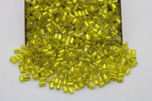 11/0 2 Cut, Yellow silver-lined Seed Beads, 20/50/100 Grams Packs, Hex Cut, Embroidery Beads, Jewelry Beads, Craft Supply, Indian Seed Beads, 30/11.