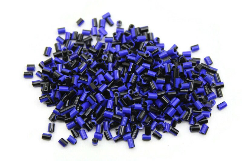 11/0, 2 Cut Navy Blue-Black Striped Seed Beads, 20/50/100 Grams Packs, Embroidery Beads, Jewelry Beads, Craft Supply, Indian Seed Beads, 481/5.