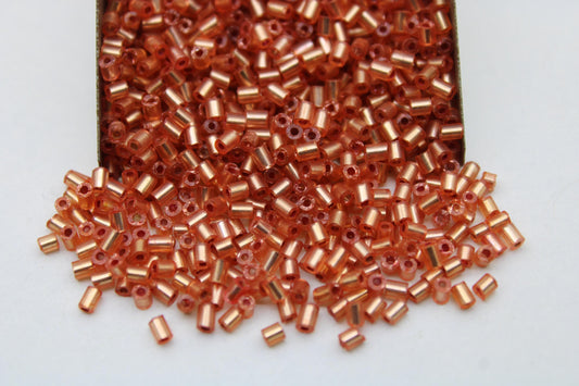 11/0 2 Cut, Salmon silver-lined Seed Beads, 20/50/100 Grams Packs, Hex Cut, Embroidery Beads, Jewelry Beads, Craft Supply, Indian Seed Beads, 220D/15.