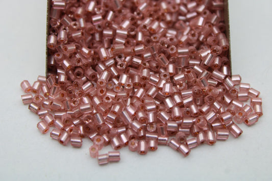 11/0 2 Cut, Medium Pink silver-lined Seed Beads, 20/50/100 Grams Packs, Hex Cut, Embroidery Beads, Jewelry Beads, Supply, Indian Seed Beads, 221D/13.