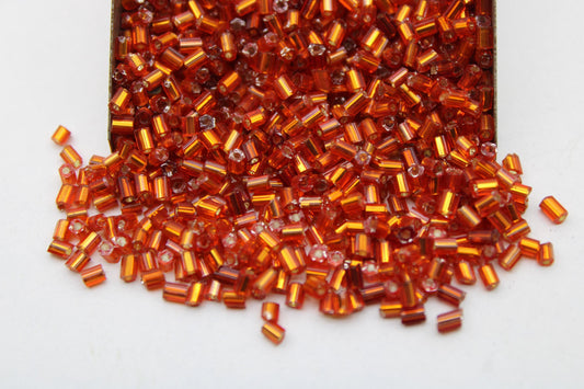 11/0 2 Cut, Orange silver-lined Seed Beads, 20/50/100 Grams Packs, Hex Cut, Embroidery Beads, Jewelry Beads, Craft Supply, Indian Seed Beads, 29M/7.