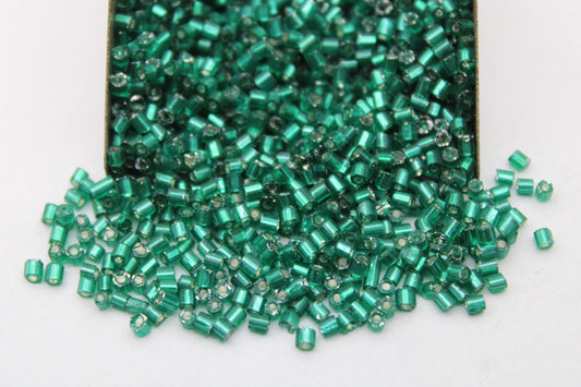 11/0 2 Cut, Sea Green silver-lined Seed Beads, 20/50/100 Grams Packs, Hex Cut, Embroidery Beads, Jewelry Beads, Supply, Indian Seed Beads, 23/23.